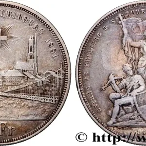 Livraison Gratuite SUISSE 5 Francs, monnaie de Tir, Fribourg 1881 fwo_881361 Monde