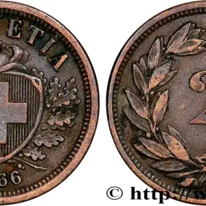 SUISSE 2 Centimes (Rappen) croix suisse 1866 Berne fwo_815894 Monde Premium