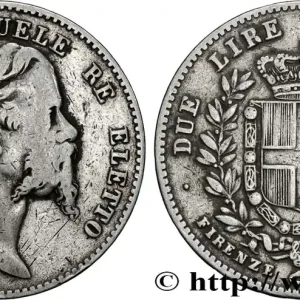 ITALIE 2 Lire Victor Emmanuel II roi élu d’Italie 1860 Florence fwo_870177 Monde Certifié