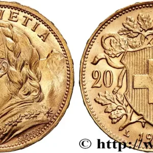 OR, PALLADIUM ET PLATINE INVESTISSEMENT 20 Francs "Vreneli" 1935 Berne fwo_877164 Monde Fait Main