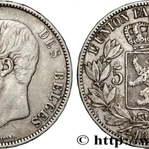BELGIQUE 5 Francs Léopold II 1870 fwo_884264 Monde Solde