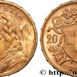Livraison Mondiale OR, PALLADIUM ET PLATINE INVESTISSEMENT 20 Francs "Vreneli" 1915 Berne fwo_884418 Monde