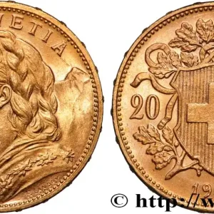 OR, PALLADIUM ET PLATINE INVESTISSEMENT 20 Francs "Vreneli" 1915 Berne fwo_884419 Monde Gros Lot