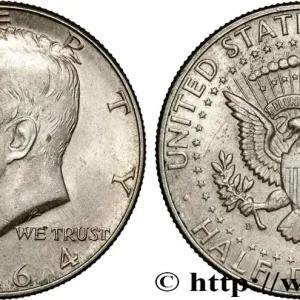 ÉTATS-UNIS D'AMÉRIQUE 1/2 Dollar Kennedy 1964 Denver fwo_884635 Monde Prix Promo