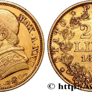 OR, PALLADIUM ET PLATINE INVESTISSEMENT 20 Lire Pie IX An XXII 1867 Rome fwo_884664 Monde Quantité Limitée