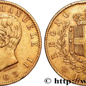 Meilleure Qualité OR, PALLADIUM ET PLATINE INVESTISSEMENT 20 Lire Victor Emmanuel II 1863 Turin fwo_884669 Monde
