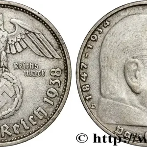 ALLEMAGNE 2 Reichsmark Maréchal Paul von Hindenburg 1938 Munich fwo_884681 Monde Quantité Limitée