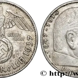 ALLEMAGNE 5 Reichsmark Maréchal Paul von Hindenburg 1937 Berlin fwo_884705 Monde Livraison Express