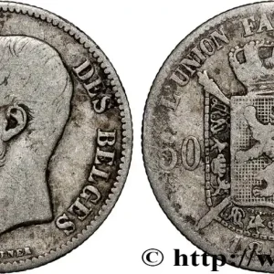 Expédition Rapide BELGIQUE 1/2 Franc Léopold II légende française signature L WIENER 1886 fwo_884774 Monde