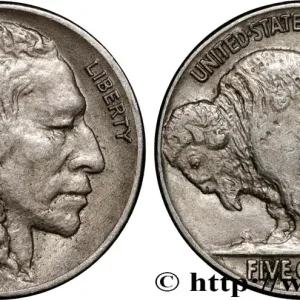 Original ÉTATS-UNIS D'AMÉRIQUE 5 Cents Tête d’indien ou Buffalo 1917 Philadelphie fwo_884777 Monde