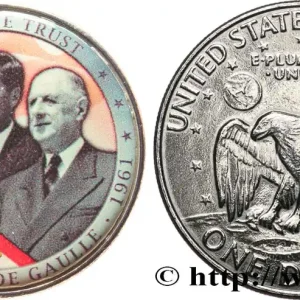 Retour Gratuit ÉTATS-UNIS D'AMÉRIQUE 1 Dollar Eisenhower - Kennedy/De Gaulle n.d. fwo_685428 Monde