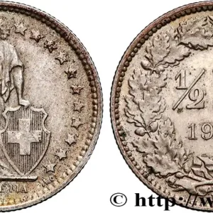 Haute Qualité SUISSE 1/2 Franc Helvetia 1957 Berne - B fwo_859079 Monde