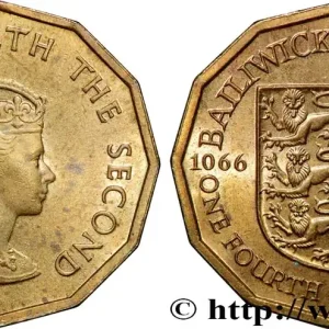 Retour Gratuit JERSEY 1/4 Shilling Élisabeth II 900e anniversaire de la bataille d’Hastings 1966 Londres fwo_860524 Monde