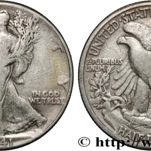 Authentique ÉTATS-UNIS D'AMÉRIQUE 1/2 Dollar Walking Liberty 1941 Philadelphie fwo_866766 Monde
