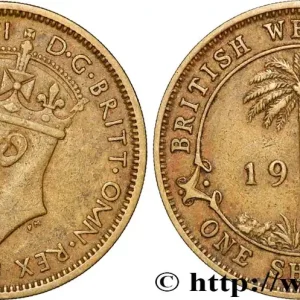 Offre Exclusive AFRIQUE OCCIDENTALE BRITANNIQUE 1 Shilling Georges VI / palmier 1942 fwo_872321 Monde