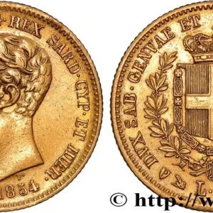 OR, PALLADIUM ET PLATINE INVESTISSEMENT 20 Lire Victor-Emmanuel II roi de Sardaigne 1854 Gênes fwo_881725 Monde Dernier Modèle