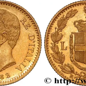Nouveauté OR, PALLADIUM ET PLATINE INVESTISSEMENT 20 Lire Umberto Ier 1882 Rome fwo_881727 Monde