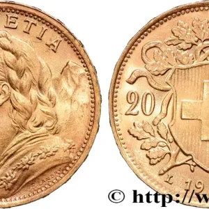 Original OR, PALLADIUM ET PLATINE INVESTISSEMENT 20 Francs "Vreneli" 1935 Berne fwo_881764 Monde