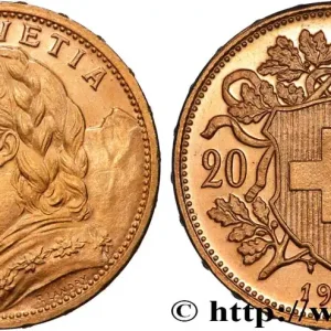 OR, PALLADIUM ET PLATINE INVESTISSEMENT 20 Francs "Vreneli" 1915 Berne fwo_884421 Monde Populaire