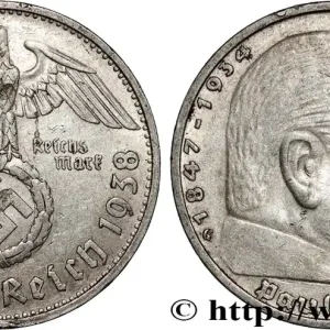 Offre Du Jour ALLEMAGNE 5 Reichsmark Maréchal Paul von Hindenburg 1938 Karlsruhe fwo_885475 Monde