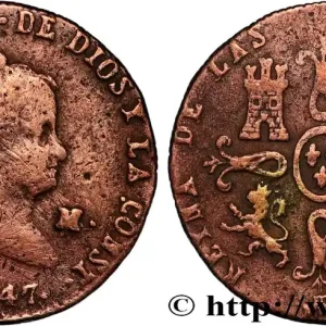 Top Vente ESPAGNE 2 Maravedis Isabelle II 1847 Ségovie fwo_885822 Monde