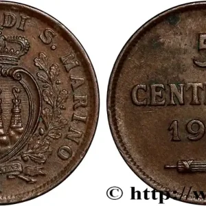 SAINT-MARIN 5 Centesimi écu aux trois tours 1935 Rome - R fwo_885958 Monde Solde