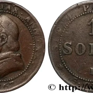 VATICAN ET ÉTATS PONTIFICAUX 1 Soldo an XXI buste large 1867 Rome fwo_885966 Monde Fait Main