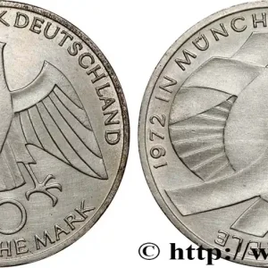 ALLEMAGNE 10 Mark XXe J.O. Munich : l’idéal olympique 1972 Karlsruhe fwo_815089 Monde Gros Lot