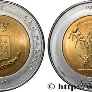 SAINT-MARIN 500 Lire emblème, la peur de la guerre nucléaire 1983 Rome - R fwo_837693 Monde Expédition Rapide