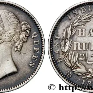 INDES BRITANNIQUES 1/2 Rupee (Roupie) East India Company Victoria 1840 Bombay ou Calcutta fwo_877443 Monde Bon Marché
