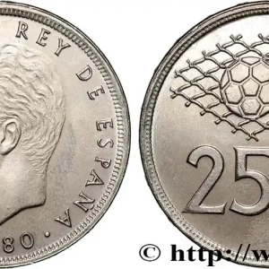 ESPAGNE 25 Pesetas Juan Carlos coupe du Monde de Football 1982 (80) 1980 fwo_879963 Monde Livraison Mondiale