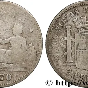 ESPAGNE 2 Pesetas “ESPAÑA” 1870 Madrid fwo_882538 Monde Expédition Rapide
