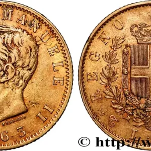 OR, PALLADIUM ET PLATINE INVESTISSEMENT 20 Lire Victor Emmanuel II 1863 Turin fwo_884671 Monde Prix Cassé