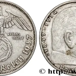 ALLEMAGNE 2 Reichsmark Maréchal Paul von Hindenburg 1937 Berlin fwo_885461 Monde Usine Directe