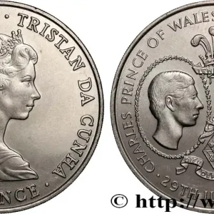 TRISTAN DA CUNHA 25 Pence mariage princier : Elisabeth II / médaillons du prince Charles et de lady Diana 1981 fwo_887045 Monde Marque