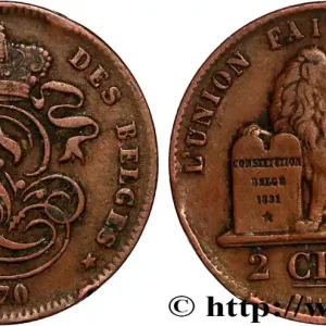 BELGIQUE 2 Centimes Léopold II 1870 fwo_887149 Monde Dernière Chance
