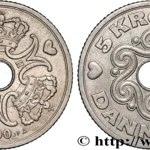 Bon Plan DANEMARK 5 Kroner monogramme de la reine Margrethe II 1990 Copenhague fwo_887666 Monde