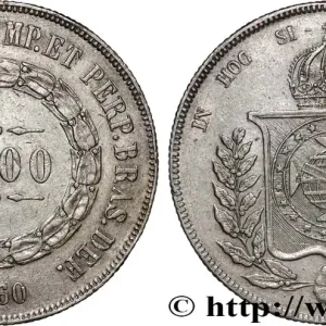 BRÉSIL - EMPIRE DU BRÉSIL - PIERRE II 1000 Reis 1860 fwo_887721 Monde Soldes