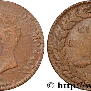 MONACO 5 Centimes Honoré V petite tête en cuivre rouge 1837 Monaco fwo_857025 Monde Satisfait Ou Remboursé