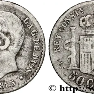 ESPAGNE 50 Centimos Alphonse XII 1885 Madrid fwo_862102 Monde Gros Lot