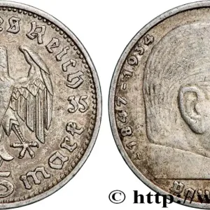 Paiement Sécurisé ALLEMAGNE 5 Reichsmark Maréchal Paul von Hindenburg 1935 Berlin fwo_868418 Monde