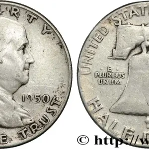 ÉTATS-UNIS D'AMÉRIQUE 1/2 Dollar Benjamin Franklin 1950 Philadelphie fwo_872163 Monde Dernier Modèle