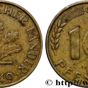 Dernier Modèle ALLEMAGNE 10 Pfennig “Bank deutscher Länder” 1949 Karlruhe - G fwo_872592 Monde