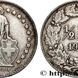 SUISSE 1/2 Franc Helvetia 1944 Berne fwo_876810 Monde Marque