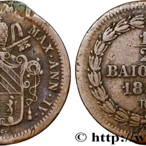 VATICAN ET ÉTATS PONTIFICAUX 1/2 Baiocco frappé au nom de Pie IX an IV 1850 Rome fwo_881495 Monde Premium