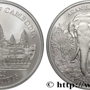 ARGENT D'INVESTISSEMENT 1 Oz - 3000 Riels Proof Éléphant 2023 fwo_883102 Monde En Vogue