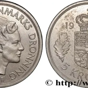 Seulement Aujourd’hui DANEMARK 5 Kroner Margrethe II 1977 Copenhague fwo_889151 Monde