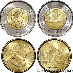 Prix Choc CANADA Lot de 2 monnaies de 1 & 2 dollars 150 ans du Canada 2017 fwo_670284 Monde