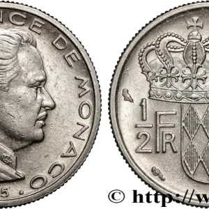 Seulement Aujourd’hui MONACO 1/2 Franc Rainier III 1965 Paris fwo_848996 Monde
