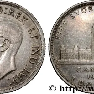 Réduction CANADA 1 Dollar Georges VI - visite royale au parlement 1939 fwo_860215 Monde